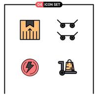 Group of 4 Filledline Flat Colors Signs and Symbols for delivery industry transport bolt bag Editable Vector Design Elements