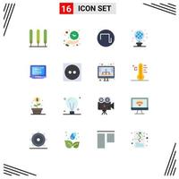 16 Creative Icons Modern Signs and Symbols of laptop computer sound light bulb green Editable Pack of Creative Vector Design Elements