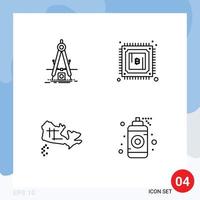 Set of 4 Modern UI Icons Symbols Signs for design canada refinement cryptocurrency location Editable Vector Design Elements