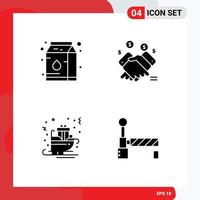 Group of 4 Modern Solid Glyphs Set for canned gifts hand sales sled Editable Vector Design Elements
