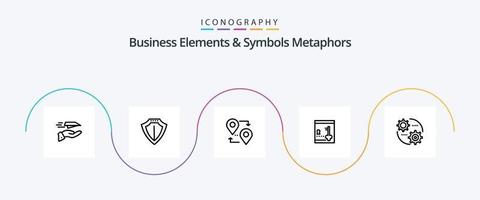 Business Elements And Symbols Metaphors Line 5 Icon Pack Including control. lock. protect. locker. travel vector