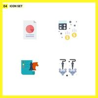 4 Thematic Vector Flat Icons and Editable Symbols of data finance file audit business Editable Vector Design Elements