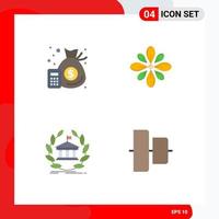 Pack of 4 Modern Flat Icons Signs and Symbols for Web Print Media such as accounting holi money decoration banking Editable Vector Design Elements