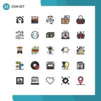 25 Thematic Vector Filled line Flat Colors and Editable Symbols of gdpr file songs document works Editable Vector Design Elements