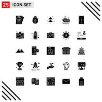 Solid Glyph Pack of 25 Universal Symbols of bulb remote forward control swim Editable Vector Design Elements