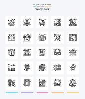 parque acuático creativo 25 paquete de iconos de contorno como piscina. parque. parque. hamaca. agua vector