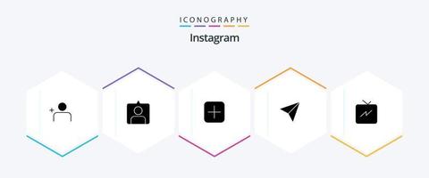 Instagram 25 Glyph icon pack including . refresh. sets. power. share vector