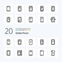 20 Mobile Phone Line icon Pack like mobile phone huawei camera mobile vector