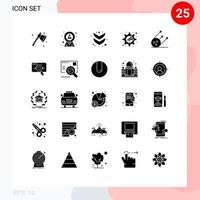 Modern Set of 25 Solid Glyphs and symbols such as shuttle settings resources speaker marketing Editable Vector Design Elements