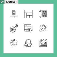 Modern Set of 9 Outlines Pictograph of flashlight security vacation protection gdpr Editable Vector Design Elements