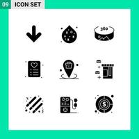 Modern Set of 9 Solid Glyphs and symbols such as tablet place view location business Editable Vector Design Elements