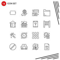 Set of 16 Modern UI Icons Symbols Signs for board multimedia borrow folder money Editable Vector Design Elements