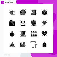 16 Universal Solid Glyphs Set for Web and Mobile Applications scary halloween web face memory Editable Vector Design Elements