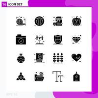 16 Universal Solid Glyphs Set for Web and Mobile Applications scary halloween web face memory Editable Vector Design Elements