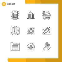 Pictogram Set of 9 Simple Outlines of ruler design business architect living Editable Vector Design Elements