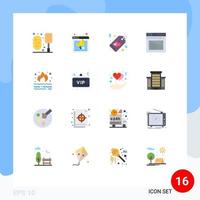 User Interface Pack of 16 Basic Flat Colors of text web webpage page tag Editable Pack of Creative Vector Design Elements