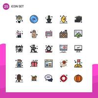 Mobile Interface Filled line Flat Color Set of 25 Pictograms of keyboard bag cactus business fruit Editable Vector Design Elements