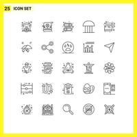 25 iconos creativos signos y símbolos modernos del edificio de la corte de la corte corte de trébol deshabilitar elementos de diseño vectorial editables vector