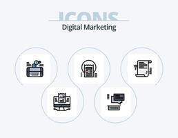 línea de marketing digital paquete de iconos llenos 5 diseño de iconos. dólar. datos. pensando. filtrar. Noticias vector