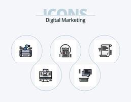 Digital Marketing Line Filled Icon Pack 5 Icon Design. dollar. data. thinking. filter. news vector