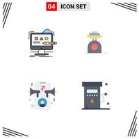 Pictogram Set of 4 Simple Flat Icons of art ad digital scale marketing Editable Vector Design Elements