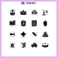 Set of 16 Modern UI Icons Symbols Signs for gps development start developer retro Editable Vector Design Elements