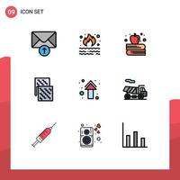 Universal Icon Symbols Group of 9 Modern Filledline Flat Colors of arrows material apple education future electronic Editable Vector Design Elements