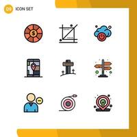 9 iconos creativos signos y símbolos modernos de celebración cruzada navegación en la nube gps elementos de diseño vectorial editables vector