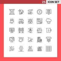 Line Pack of 25 Universal Symbols of heart right article next circle Editable Vector Design Elements