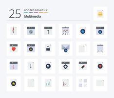 Multimedia 25 Flat Color icon pack including cloud. file. mac. document. presentation vector