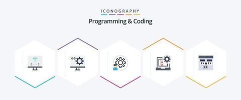 Programming And Coding 25 Flat icon pack including coding. app. process. development. coding vector