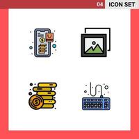 Universal Icon Symbols Group of 4 Modern Filledline Flat Colors of banking money shopping photo attach Editable Vector Design Elements