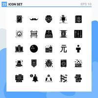 Universal Icon Symbols Group of 25 Modern Solid Glyphs of processing data men analysis shield Editable Vector Design Elements