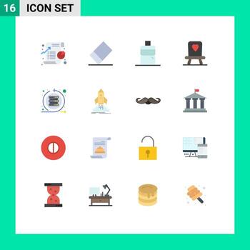 Conjunto de 16 colores planos universales para aplicaciones web y móviles Paquete editable de scrum de servidor de bebé de lanzamiento de envío de elementos creativos de diseño vectorial vector