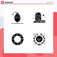 Modern Set of 4 Solid Glyphs Pictograph of bobber award female anchor insurance star Editable Vector Design Elements