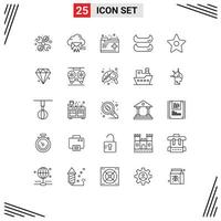 paquete de iconos de vector de stock de 25 signos y símbolos de línea para elementos de diseño de vector editable de barco de marcador de cuidado de medios de diamante