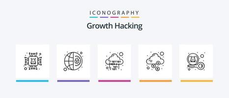 Hacking Line 5 Icon Pack Including secured. settings. keyboard. hack. defect. Creative Icons Design vector