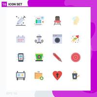 16 Universal Flat Color Signs Symbols of schedule head tax return mind activity Editable Pack of Creative Vector Design Elements