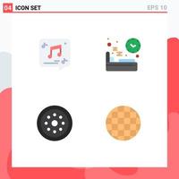 Modern Set of 4 Flat Icons and symbols such as chat time music diet locked Editable Vector Design Elements