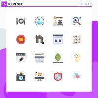 Modern Set of 16 Flat Colors Pictograph of user basic relax secure scan Editable Pack of Creative Vector Design Elements