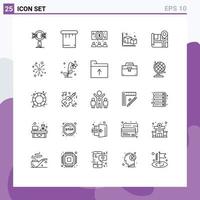 Set of 25 Modern UI Icons Symbols Signs for real estate map business object cube Editable Vector Design Elements