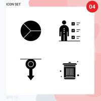 4 User Interface Solid Glyph Pack of modern Signs and Symbols of business professional graphical checklist human Editable Vector Design Elements