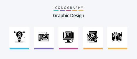 Graphic Design Glyph 5 Icon Pack Including maths . presentation . web layout. web designing. Creative Icons Design vector