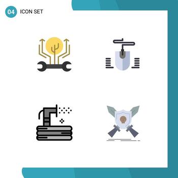 Modern Set of 4 Flat Icons Pictograph of development grass hack computer summer Editable Vector Design Elements