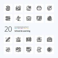 20 School And Learning Line icon Pack like education book read education box vector