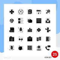 Set of 25 Vector Solid Glyphs on Grid for female paint label brush web Editable Vector Design Elements