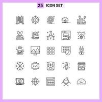 Line Pack of 25 Universal Symbols of delivery data gear save cloud Editable Vector Design Elements