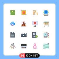 Universal Icon Symbols Group of 16 Modern Flat Colors of love computing pasta gear cloud Editable Pack of Creative Vector Design Elements