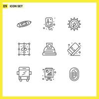 9 Universal Outline Signs Symbols of architecture eye medical process sun Editable Vector Design Elements
