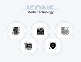 Media Technology Glyph Icon Pack 5 Icon Design. hands. research. verify. file. play vector